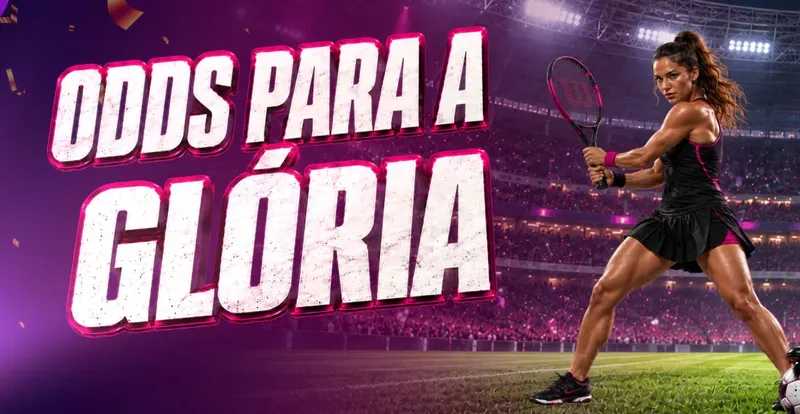Título Odds para a glória ao lado de uma tenista em quadra, recorte de banner da VBet